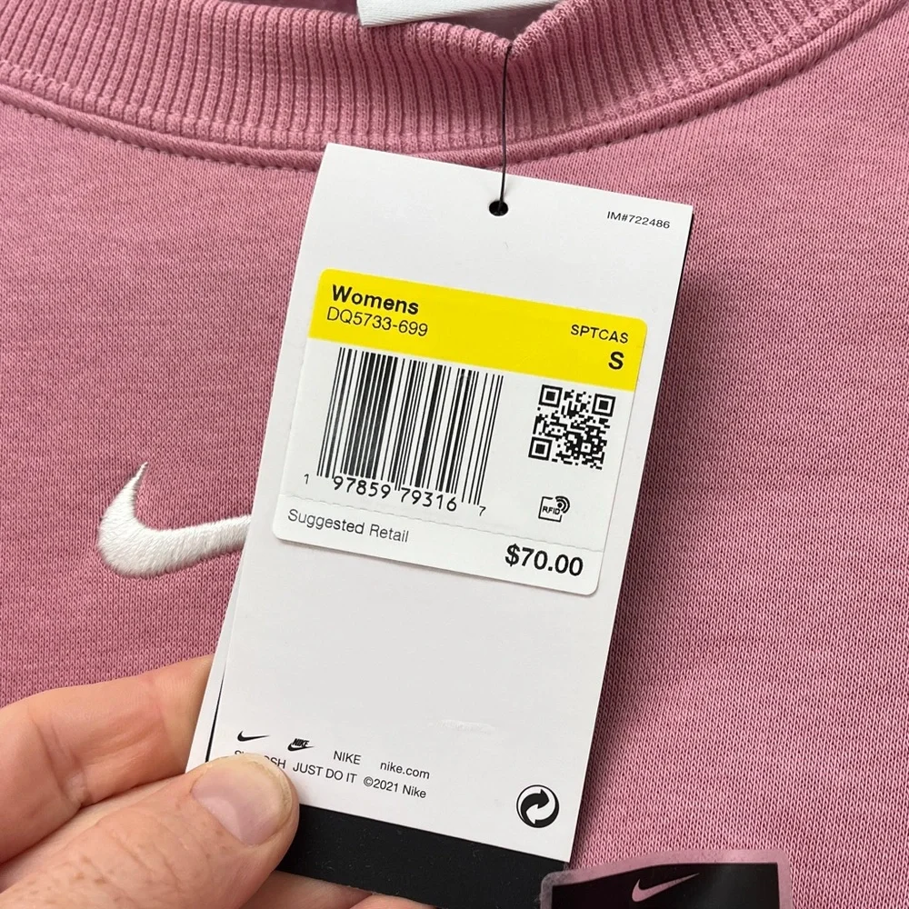 Nike Pink Embroidered Swoosh Crewneck Sweatshirt